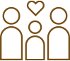 3 people with a heart on top